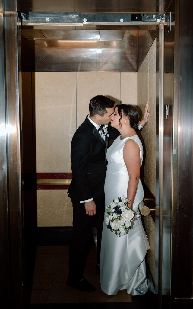 elevator wedding photos flash wedding photography
