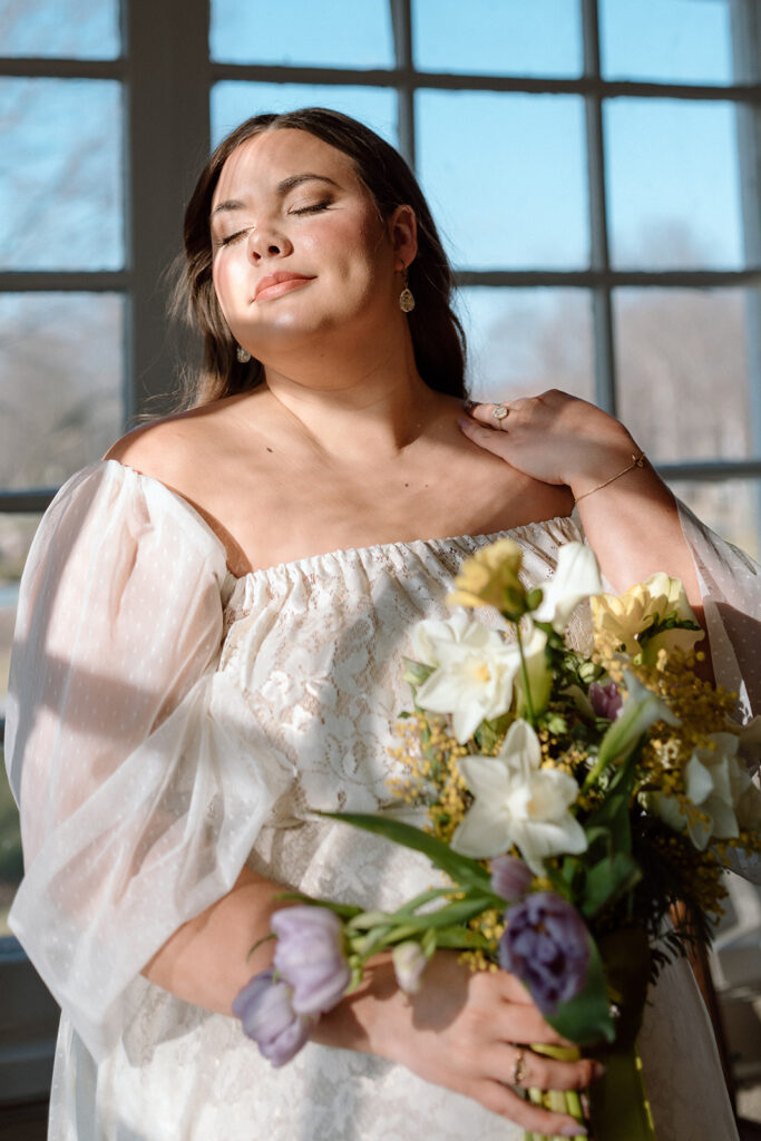 bridal potraits indoors elegant elopement wedding