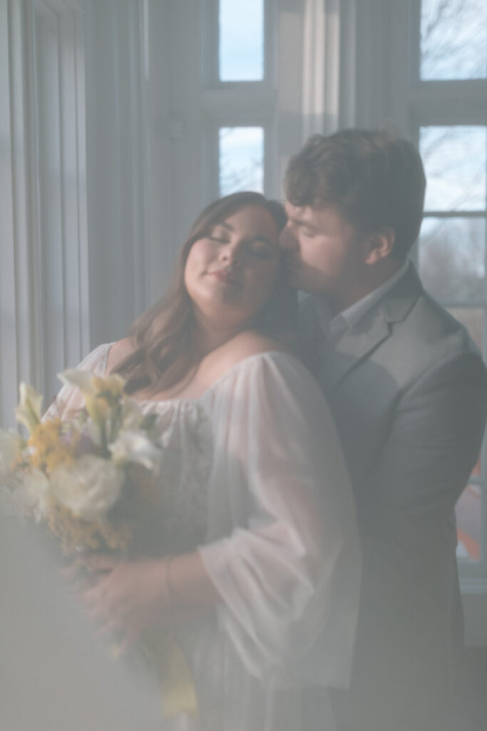 documentary style bride and groom indoor portraits