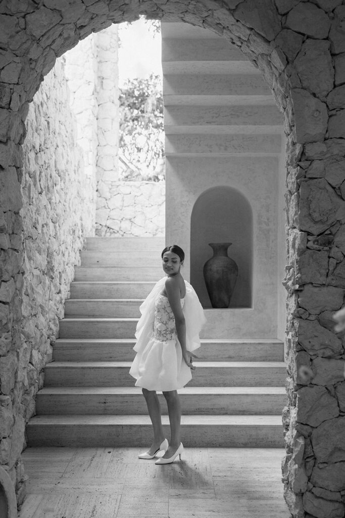black and white bridal portraits mexico elopement