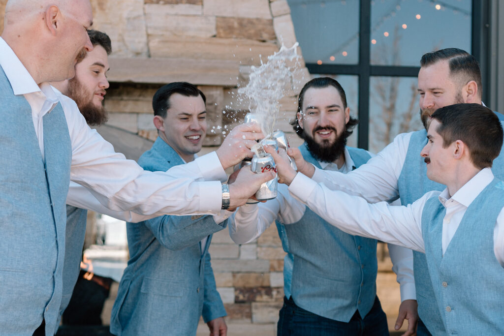groomsmen candid beer photos
