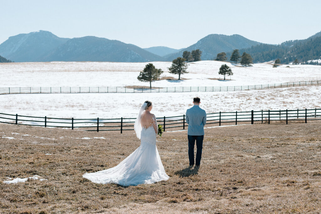 Spruce Mountain Ranch Wedding bride and groom portraits