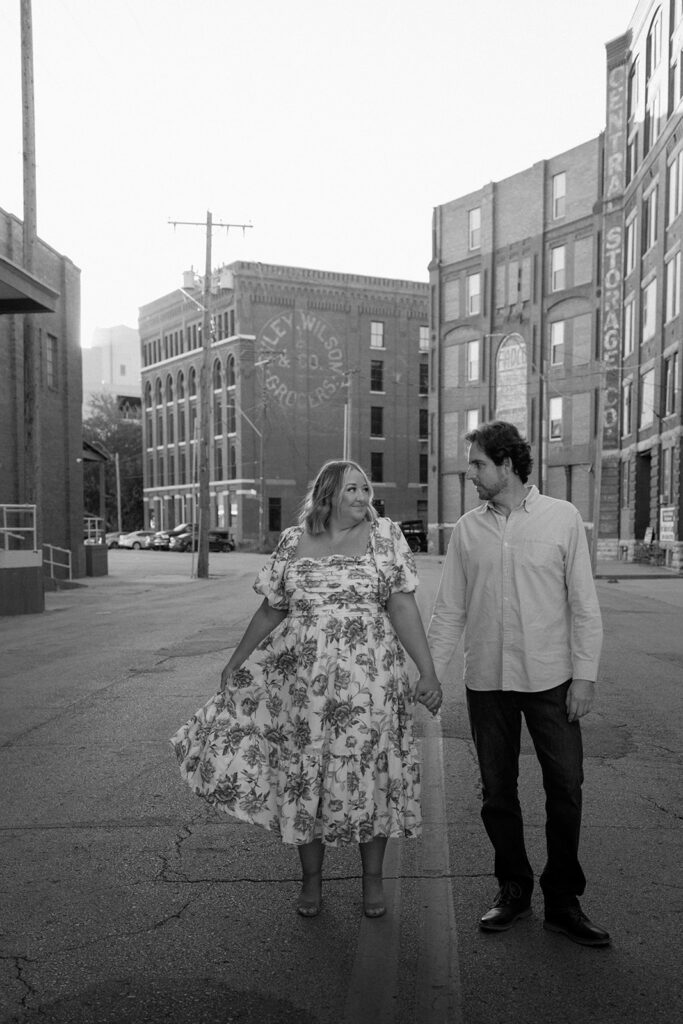 editorial engagement session in the city romantic couple photoshoot