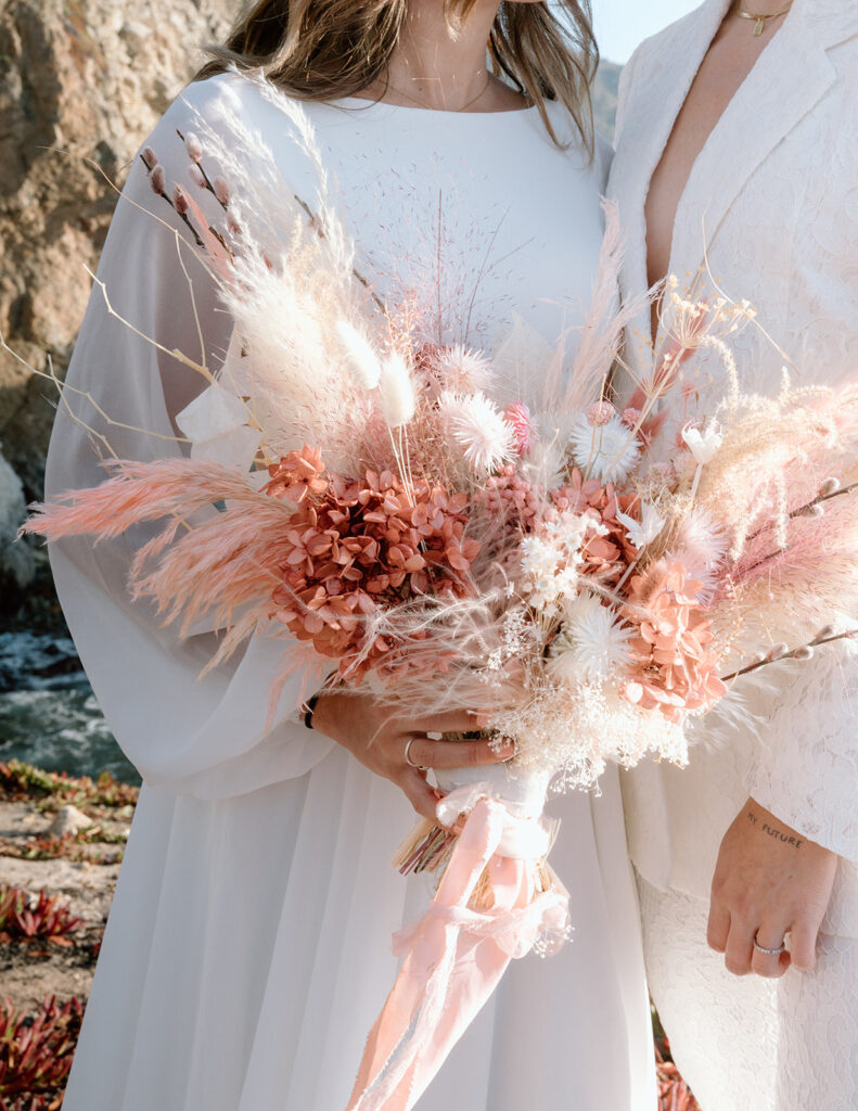 pink and white bridal bouquet intimate elopement