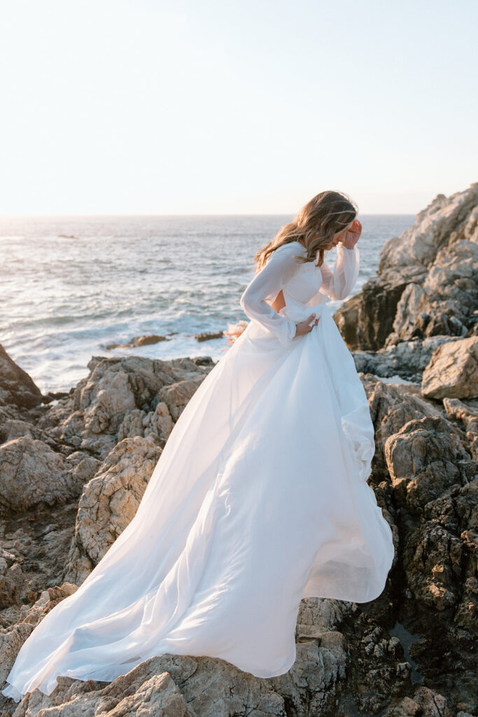 bridal photos in big sur wedding dress photos