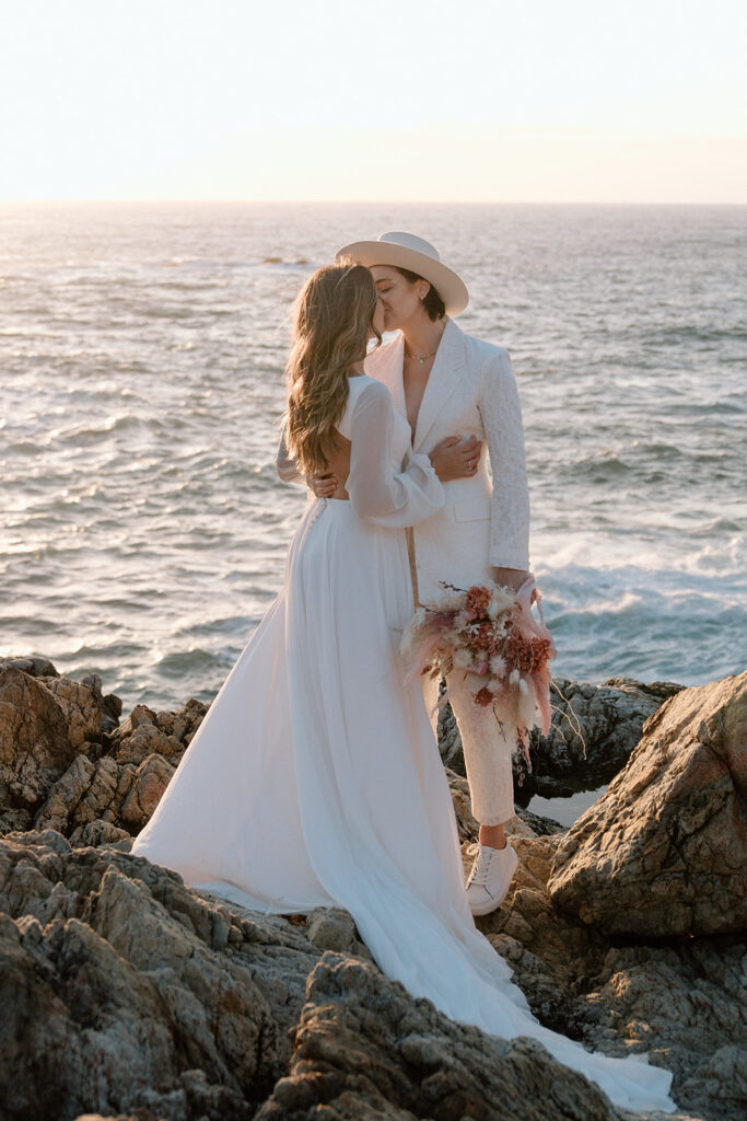 lgbtq couple kissing during destination elopement