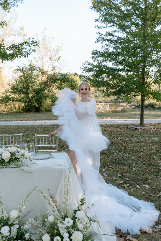 bridal portraits styled shoot wedding photos outdoor table