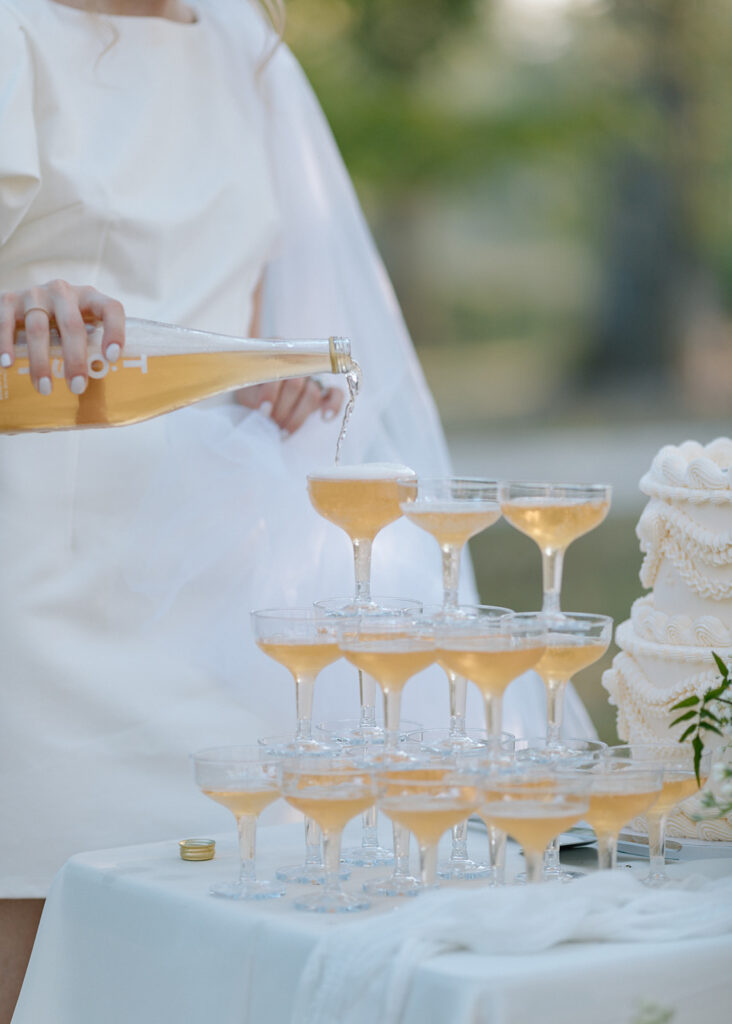 champagne tower wedding reception table