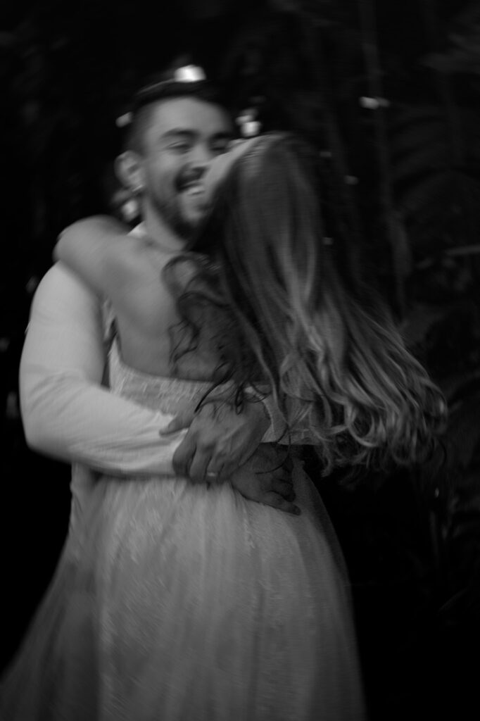 bride and groom candid blurry photo