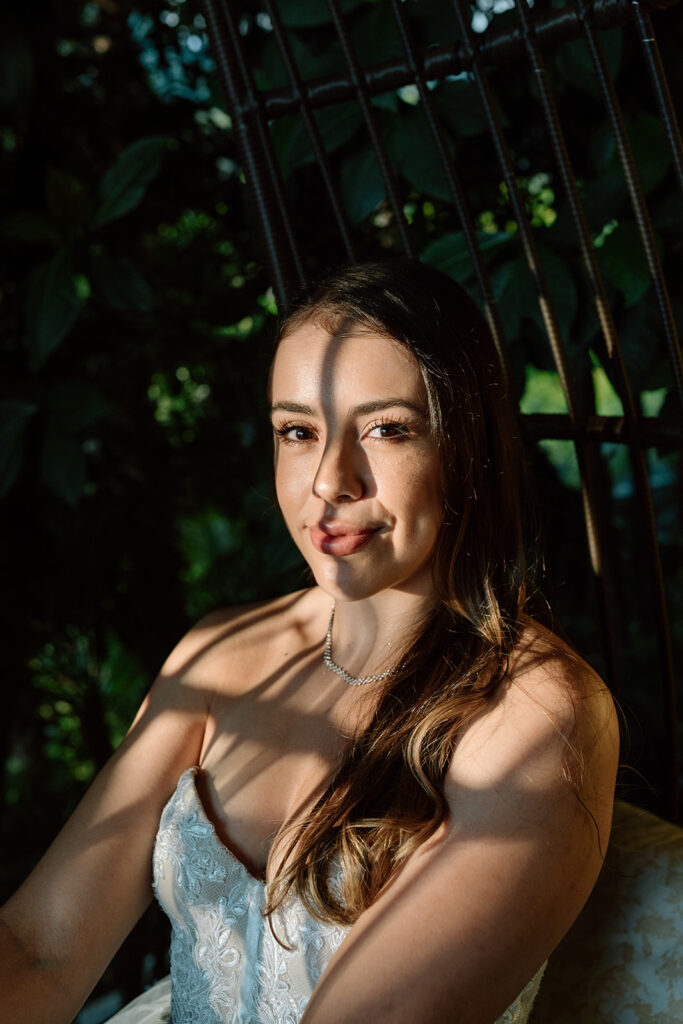 direct sunlight wedding bridals with plant shadows