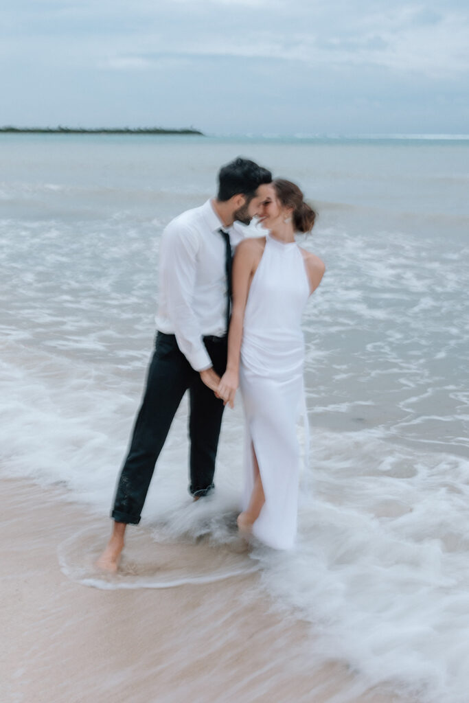 bride and groom portraits in tulum mexico on the beach