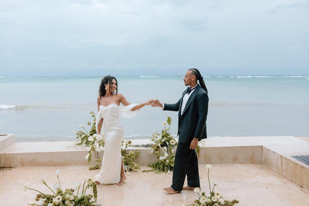 tropical beach elopement photos romantic