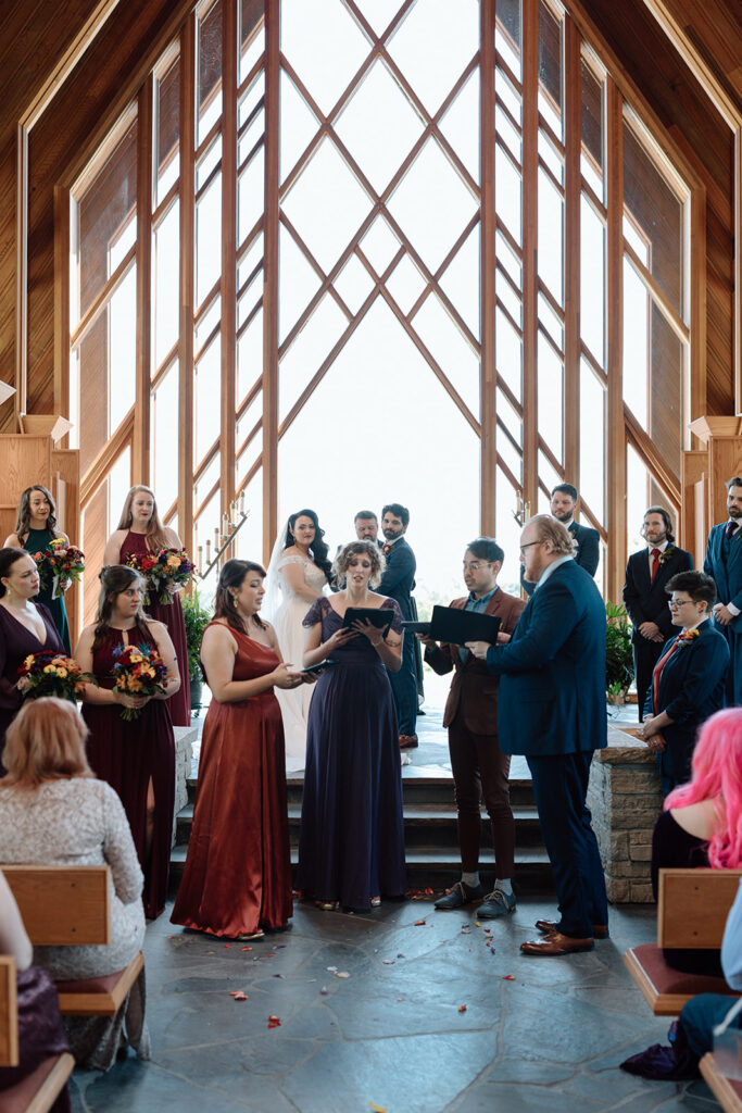 bride and groom exchanging vows