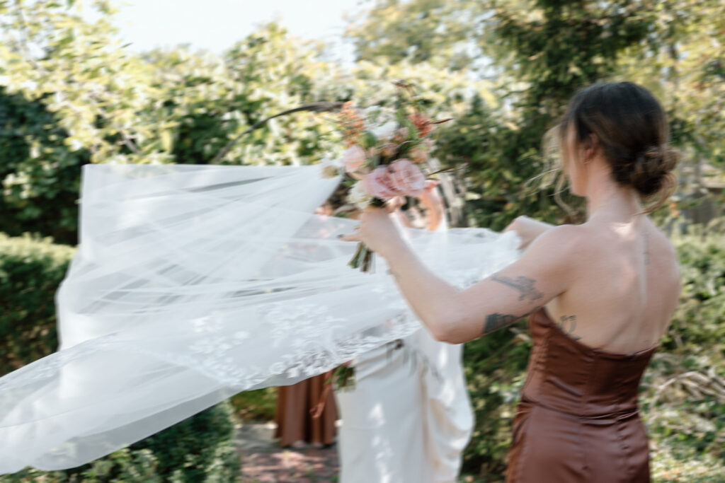 candid blurry wedding photos with bridesmaids