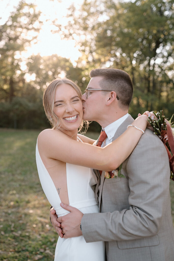 bride and groom outdoor portraits during golden hour