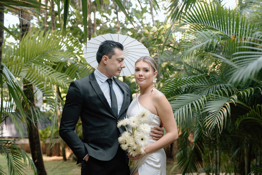 romantic couple photos bride and groom in a tropical place