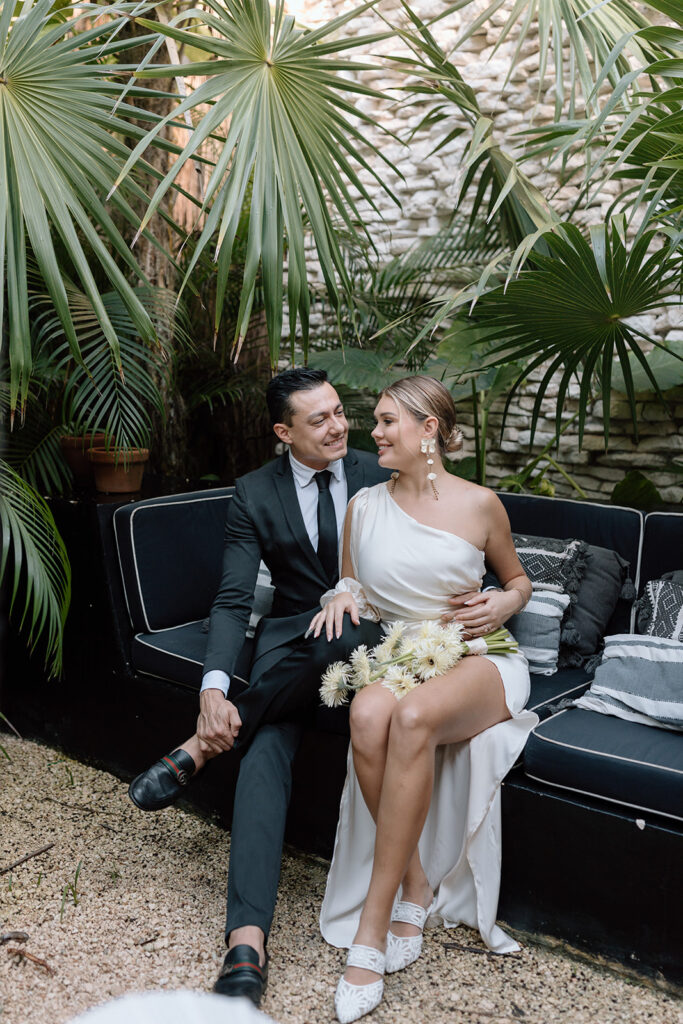 romantic couple photos bride and groom in a tropical place