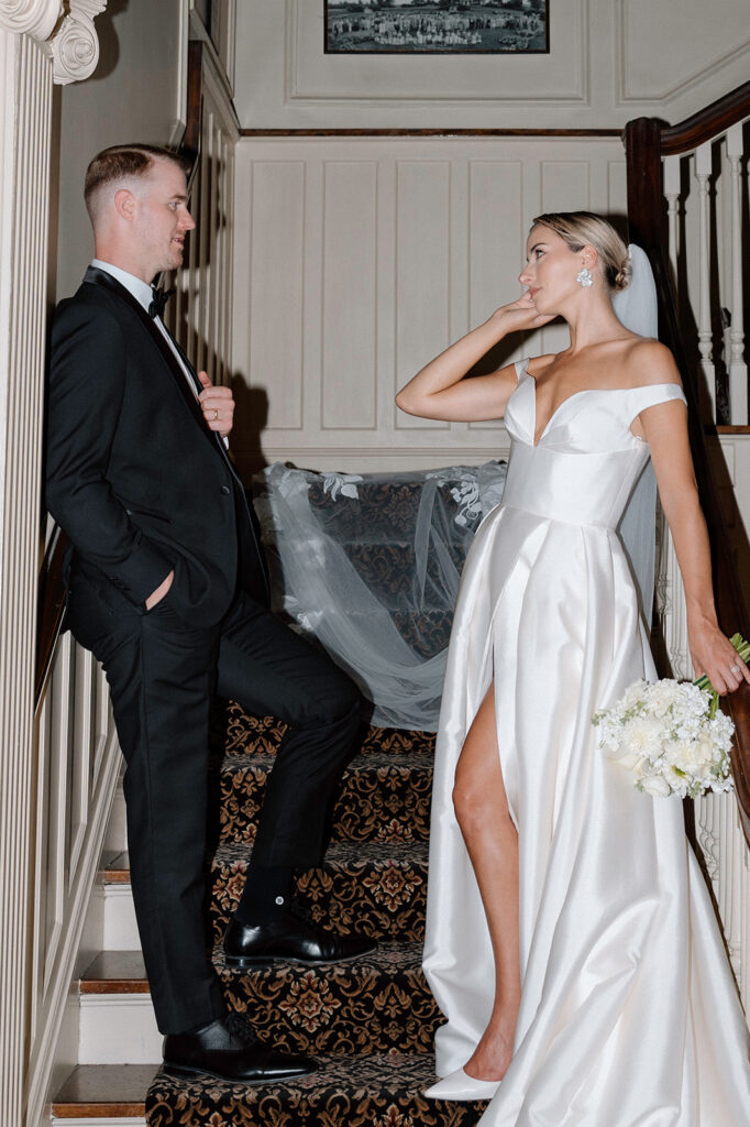 An editorial flash photo for a wedding styled shoot at Longview Mansion.