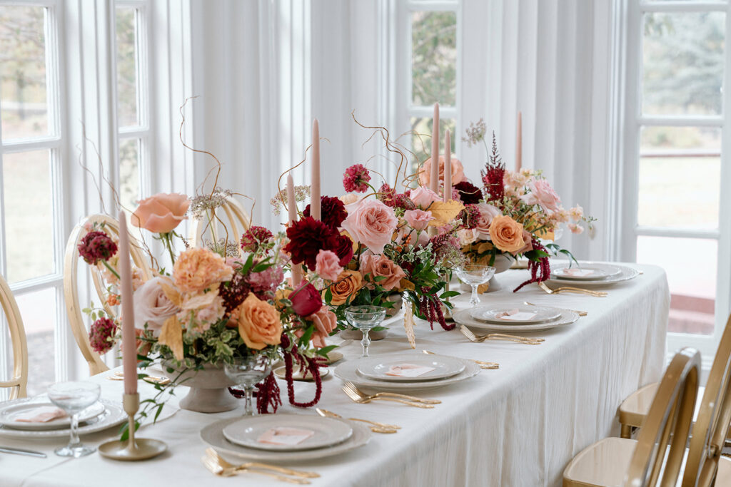 Floriography fall wedding florals for a Historic Longview Mansion wedding styled shoot.