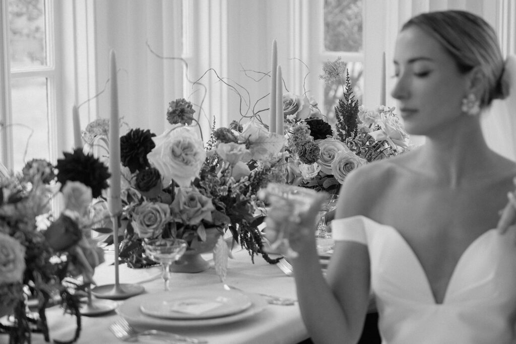 An artistic wedding photo taken by a creative Kansas City wedding photographer for a styled luxury wedding at the Historic Longview Mansion.