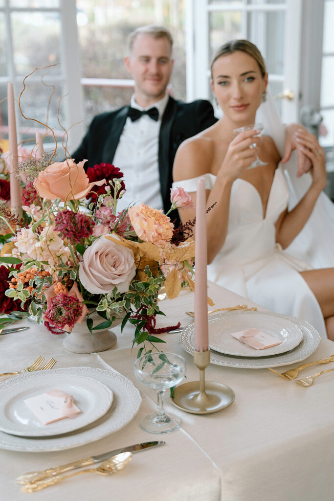 A creative wedding picture taken at Longview Mansion, a Kansas City wedding venue.