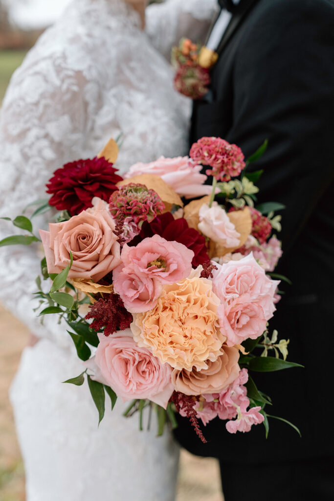 A Floriography KC wedding bouquet for a Kansas City wedding styled shoot at Longview Mansion.