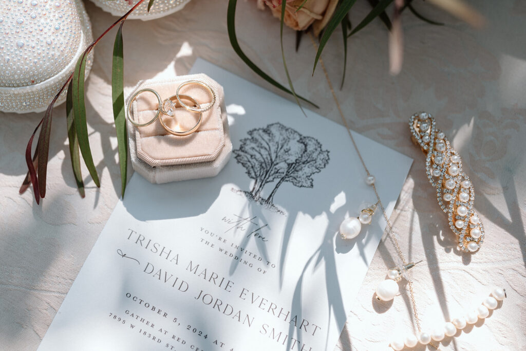 fall wedding details including luxury stationary