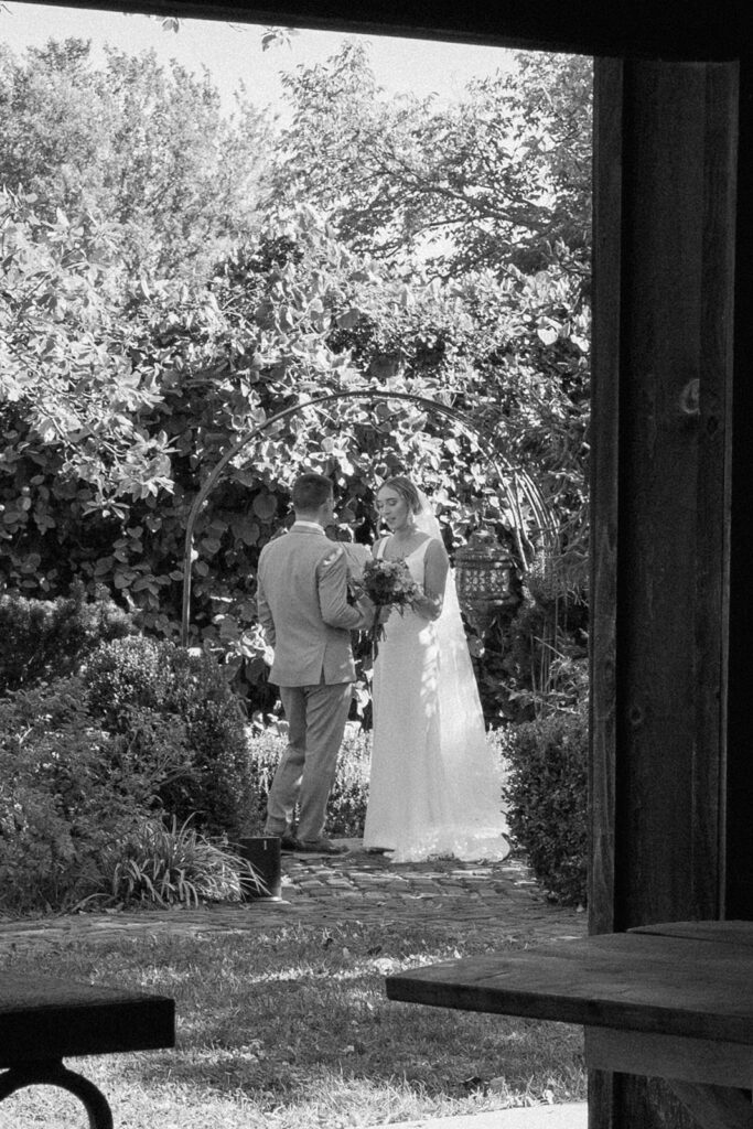 private first look for bride and groom