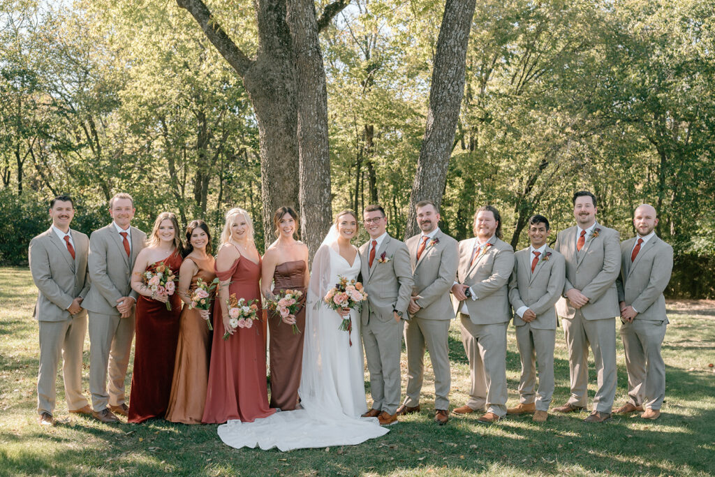 fall wedding party photos