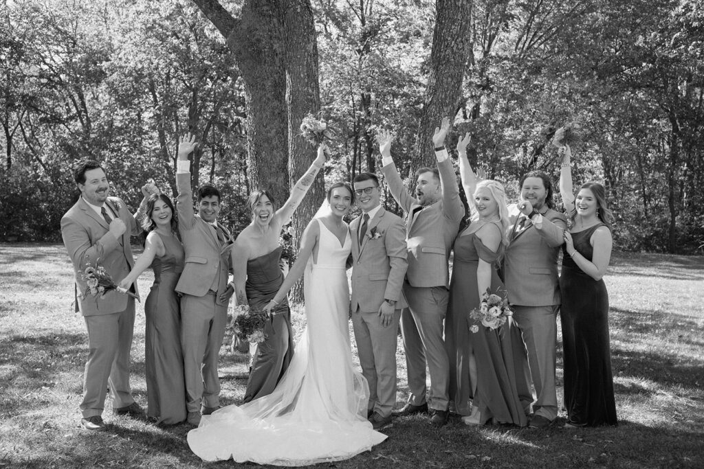 fall wedding party photos