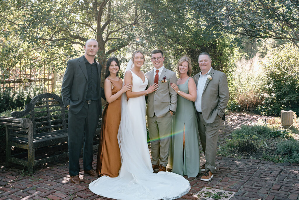 family wedding portraits at Gather at Red Cedar gardens