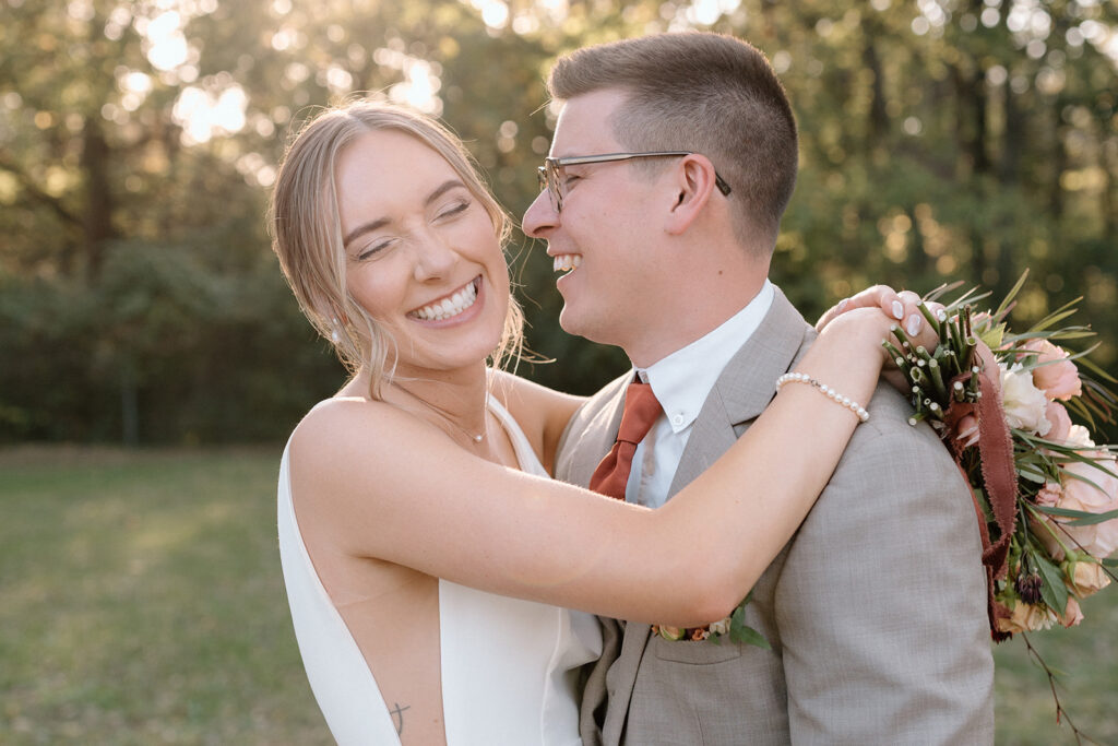 bride and groom romantic portraits
