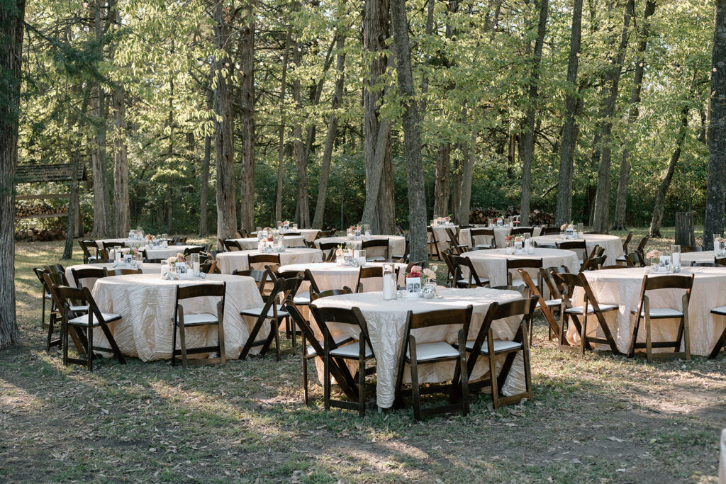 luxury reception design for fall wedding at Gather at Red Cedar Gardens