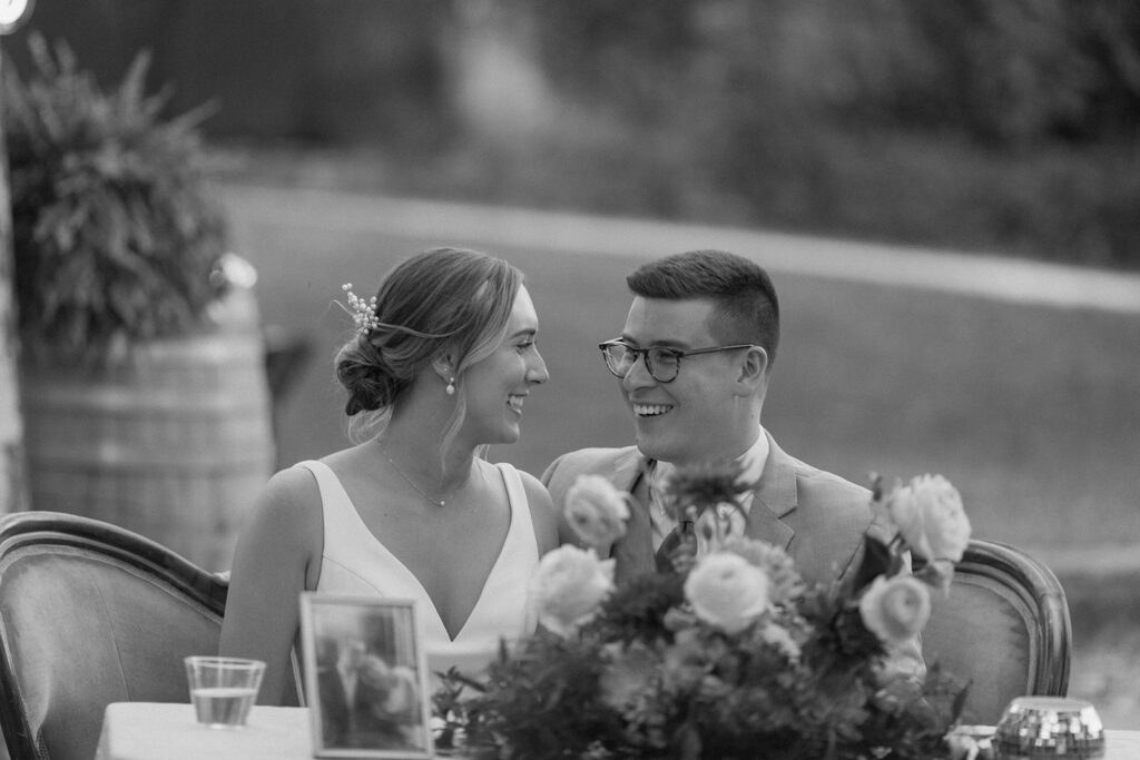 documentary style bride and groom reception photos