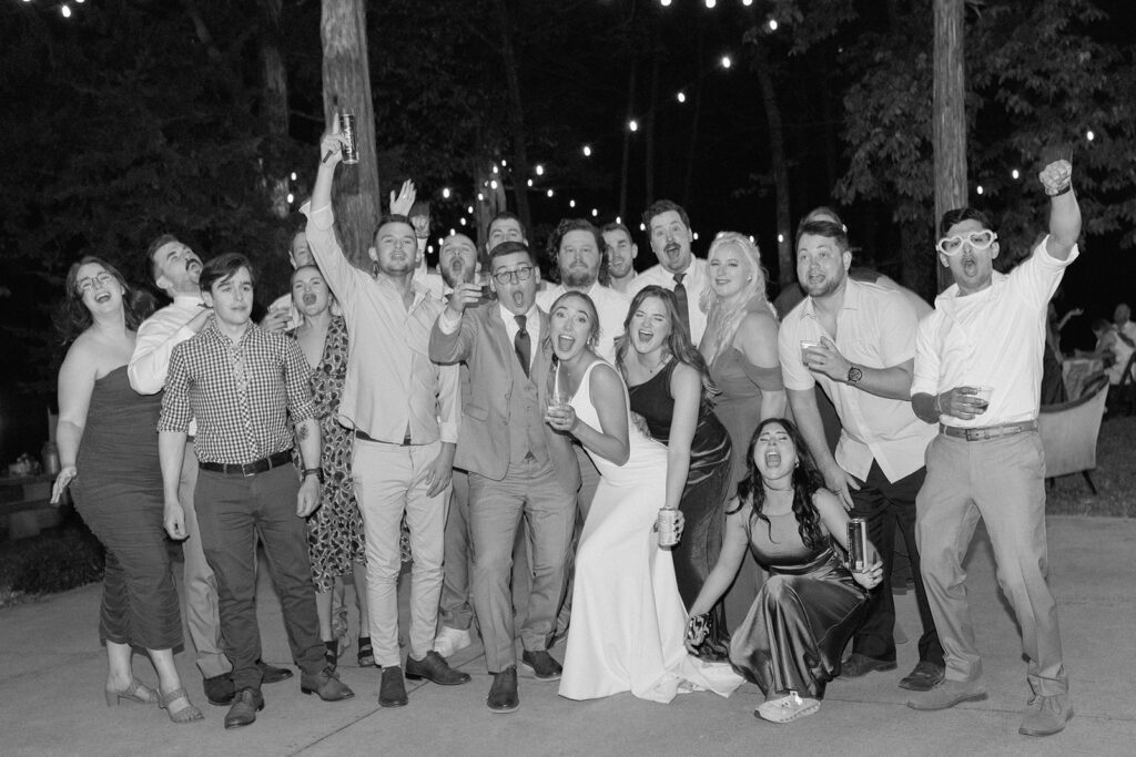 black and white reception pictures with flash