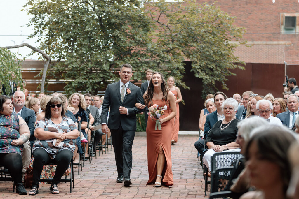 wedding ceremony pictures in the courtyard at The Hobbs wedding venue