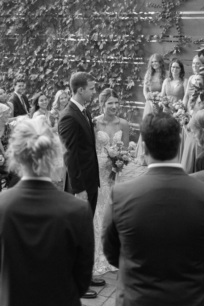 black and white wedding ceremony pictures