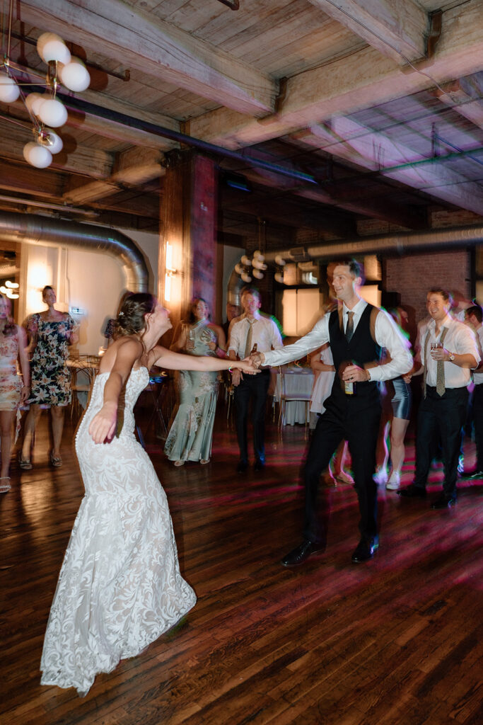 bride and groom reception photos at a West Bottoms wedding venue