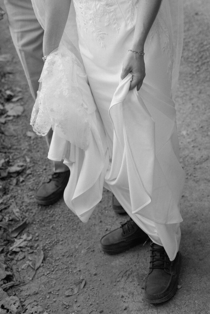 Hiking during the adventure elopement.