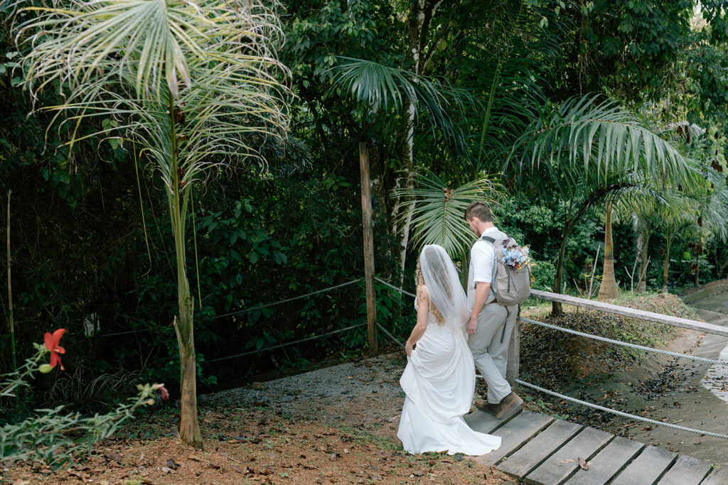 Hiking during the adventure elopement.