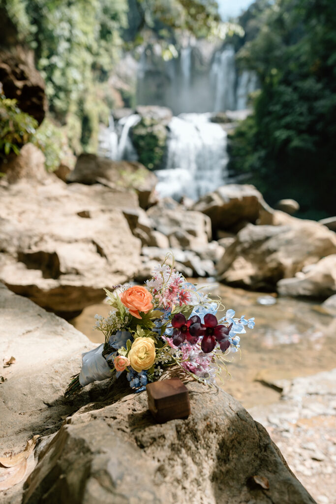 romantic waterfall elopement photos