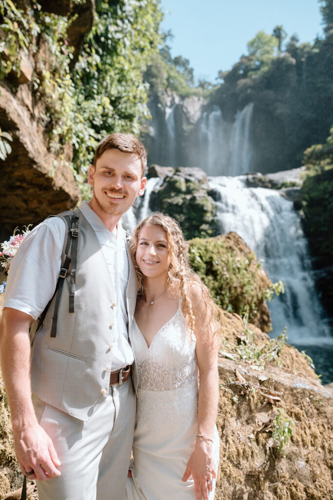 A full view of the Nauyaca Waterfall system during Staci and Cole's elopement in Costa Rica.