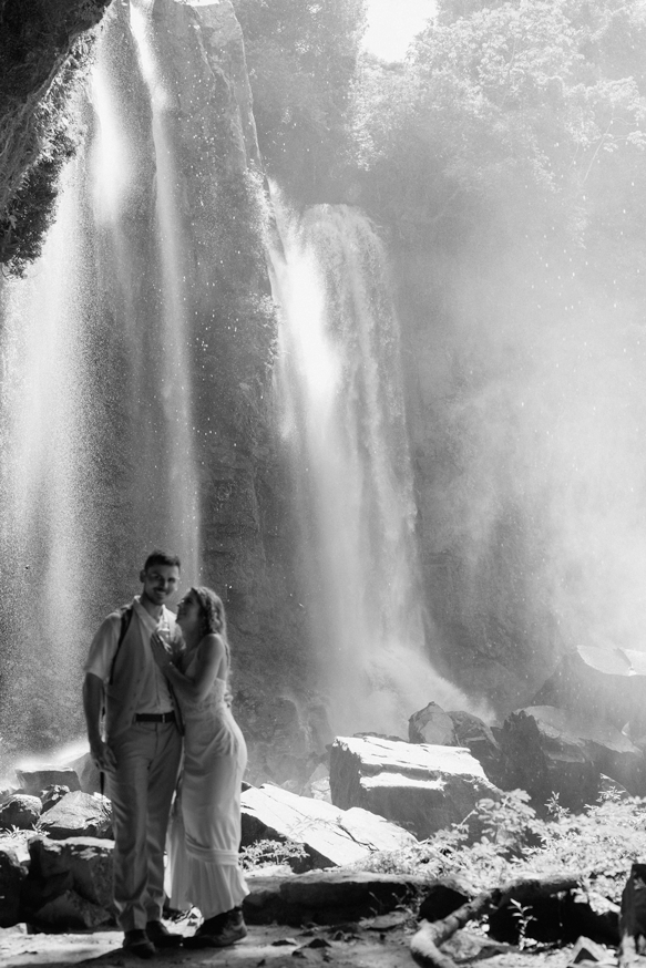 An elopement day gif that shows the waterfall flowing.