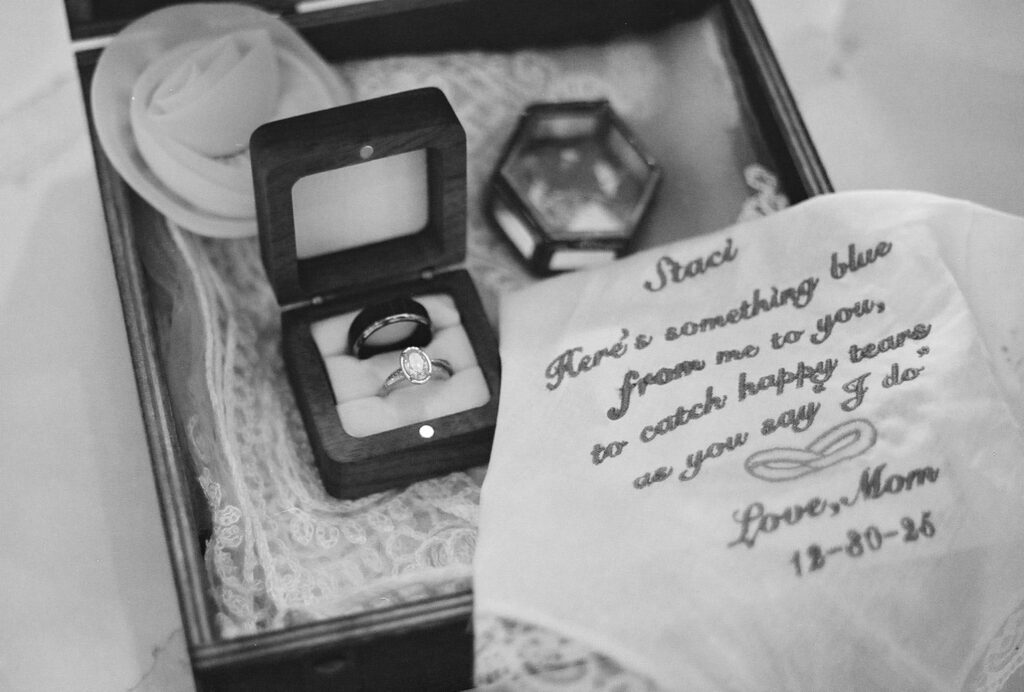 black and white 35mm film elopement photos